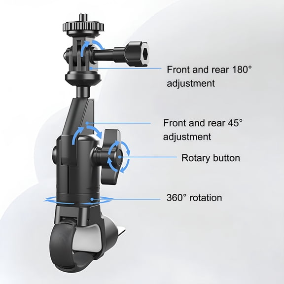 GJX Action Camera Handlebar Mount Adjustable Camera Handlebar Mount 360-degree Rotatable Bike Handlebar Action Camera Mount Durable