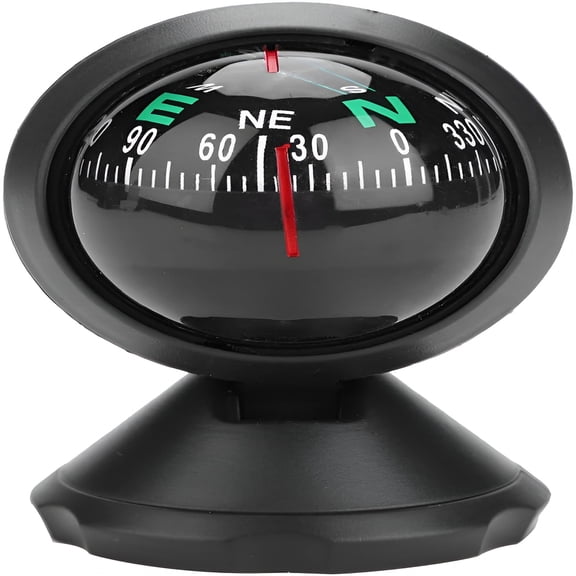 GJX Adjustable Ball Mount Marine Compass with Night Vision, Black ABS Dashboard Compass for Boat Car Truck RV, Adhesive Mount Direction Indicator with Clear Dial and Lubber Line
