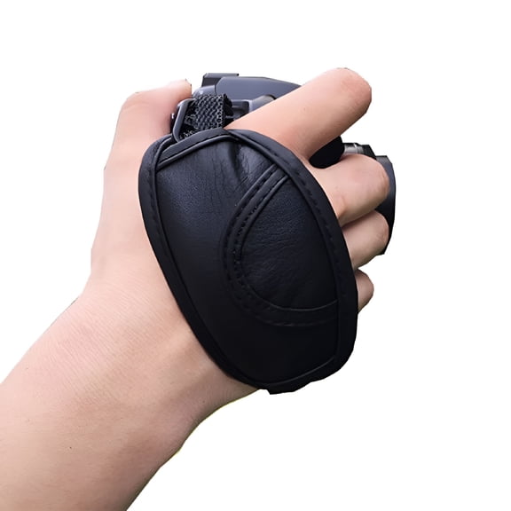 GJX Adjustable Faux Leather Compact Wrist Straps DSLR Cameras, Black
