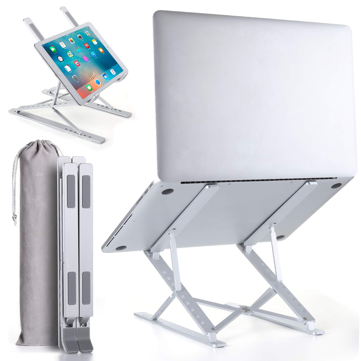 GJX  Adjustable Laptop Stand for Desk | Lightweight Ergonomic Portable Laptop Stands | Foldable Aluminum Riser | MacBook Stand Pro Air or Any Devices up to 17.3"