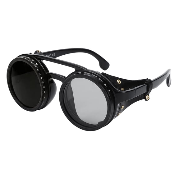 GJX Adjustable Tint Polarized Sunglasses Men Retro Round Steampunk Goggles for Driving, Fishing, Hiking, Cycling, Outdoor Travel, Eyewear for Men and Women
