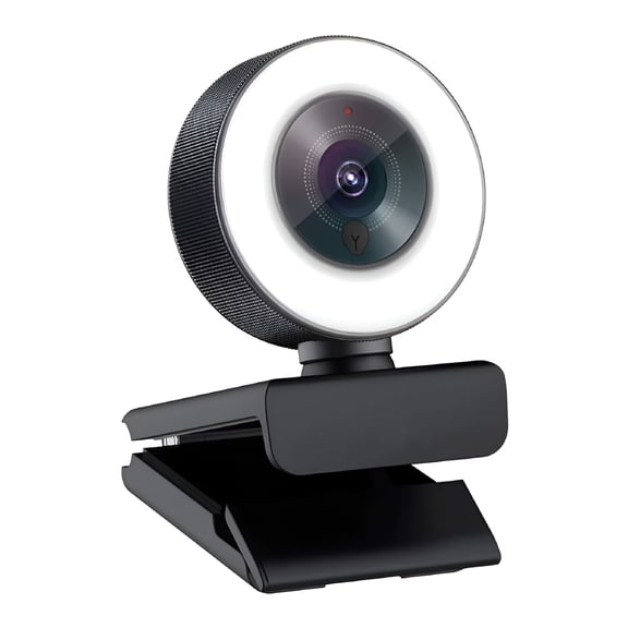 GJX Advanced AF Web Camera for Google Meet Streaming 1080P HD Webcam Built-in Adjustable Ring Light and Mic