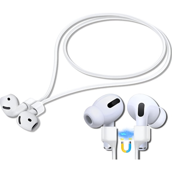 GJX AirPod Strap with Magnetic, Anti-Lost Cord for Sports, Compatible with Various AirPod Models, White 1 Pack