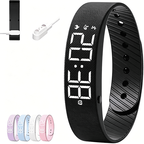 GJX Alarm Band, Waterproof Original Alarm Band for Deep Sleeper, Magnetic Charging Smart Wake-Up Wristband with Silent Vibration, Step Counter&Timer, Adjustable Comfortable Fit