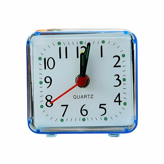 GJX Alarm Clock,Travel Alarm Clock,Small Alarm Clock,Square Small Bed Compact Travel Quartz Beep Alarm Clock Cute Portable Blue
