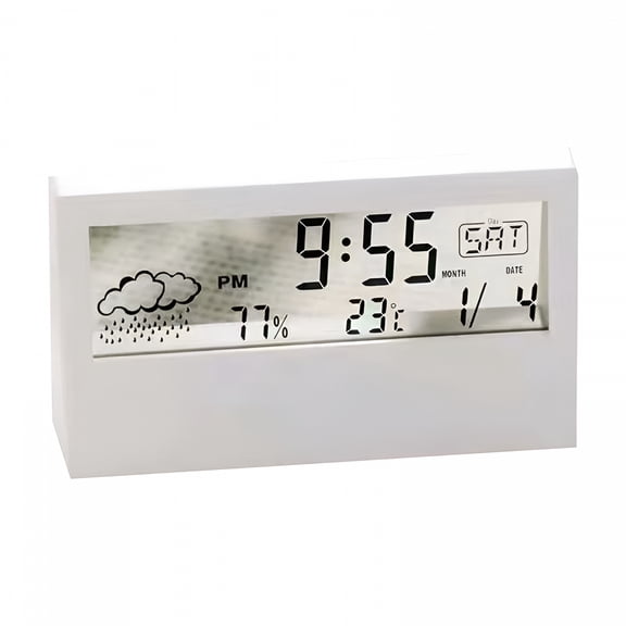 GJX Alarm Clocks for Bedrooms with Battery Backup,Auto Set Digital Clock with Date and Day of Week,Indoor Temperature Humidity,Moon Phase,Dimmer,Auto Dst,USB Port
