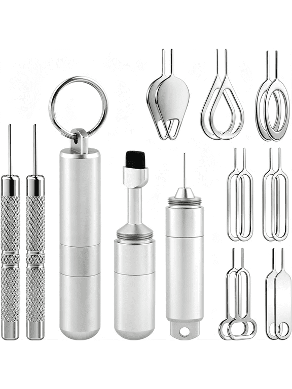 Alloy Steel Sim Card Tray Removal Tool with Cleaning Brush&Keyring,2 in 1 Edc Portable Keychain Eject Pins Reset Needle Opener Cleaning Pen Foriphoneipad