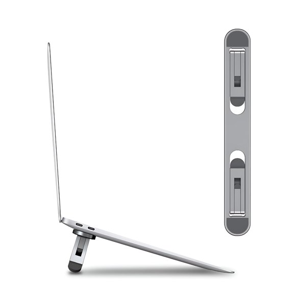 GJX Aluminum Laptop Riser for Desk, Foldable Self-Adhesive Stand for 10-16 Inch Macbook HP, Portable Ergonomic Computer Mount with Non-Slip Feet, Lightweight Metal Support