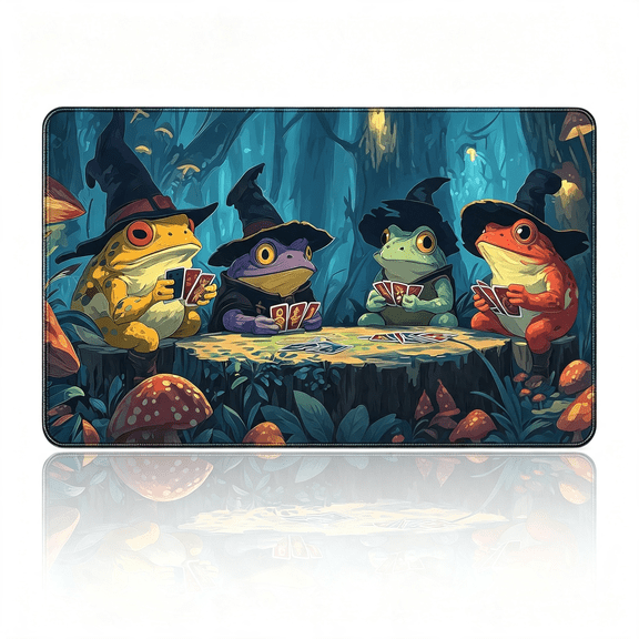 GJX Anime Frog Playing Card Gaming Mouse Pad,Extended 35.4X15.7 Inches,Non-Slip Rubber Base,Stitched Edges,Water Proof,Non-Slip Rubber Base Stitched Edges Mouse Pad Xxl Desk Mat