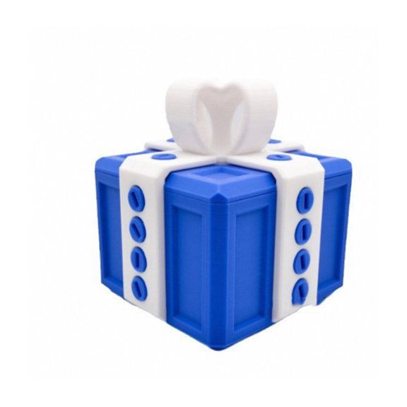 GJX Annoying Gift Box,Unique 3D Printed Design Maddening Gift Box,Fun Challenging Gift Box Long-lasting and Reusable Material Irritating Gift Box,White Blue,2.36In