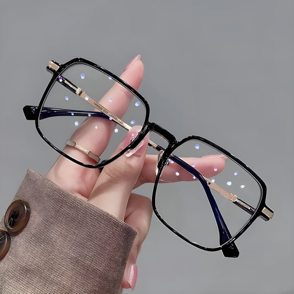 GJX Anti Blue Light Glasses for Men & Women, Ultra-Light Square Metal Frame, Computer Eye Protection Spectacles for Gaming
