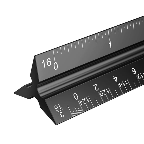 GJX Architectural Scale Ruler: 12" Imperial Aluminum Alloy Metal Architecture Measuring Tools, Engineering Drafting Construction Drawing Blueprints Triangular Architect Scaling Rulers 12 Inches