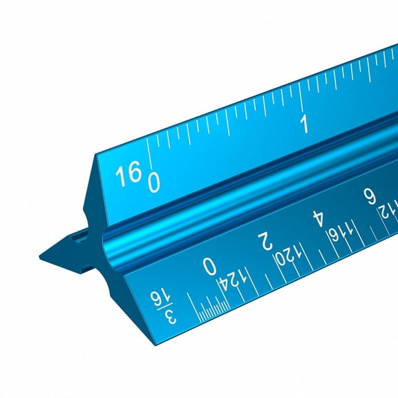 GJX Architectural Scale Ruler: 12" Imperial Aluminum Alloy Metal Architecture Measuring Tools,Engineering Drafting Construction Drawing Blueprints Triangular Architect Scaling Rulers 12 Inches