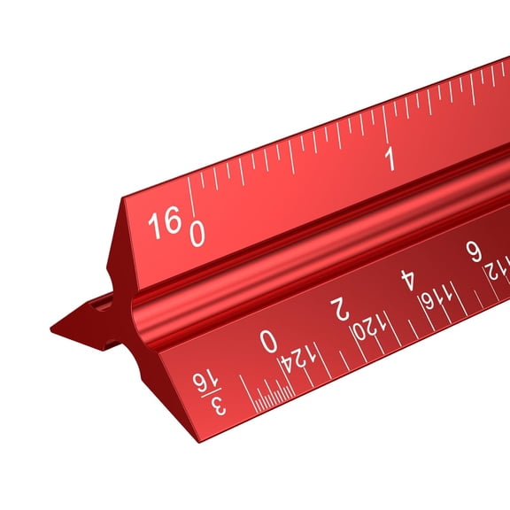 GJX Architectural Scale Ruler: 12" Imperial Aluminum Alloy Metal Architecture Measuring Tools,Engineering Drafting Construction Drawing Blueprints Triangular Architect Scaling Rulers 12 Inches