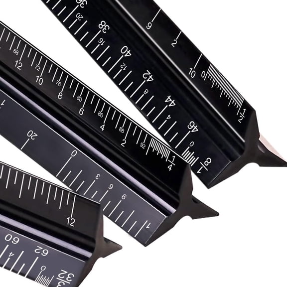GJX Architectural Scale Ruler 3 Pack Aluminum Triangular Ruler 12 Inch Imperial Metal Scale Ruler for Blueprint Drafting Ruler for Architect, Civil Engineer, Draftsman