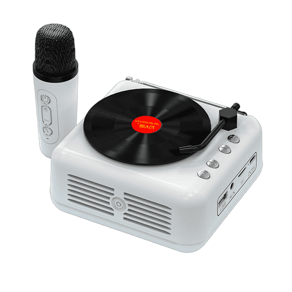 GJX Audio Microphone Set,High-Definition Sound Quality Wireless Speakers with Bluetooth,High Sensitivity Hd Echo Effect Karaoke Machine for Kids,White1