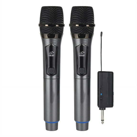 GJX Audio Microphone Set,Wireless Design Wireless Speaker,Long Battery Life Volume Control Wireless Mic,Gray1