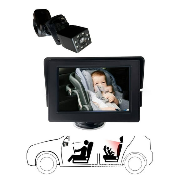 GJX Baby Car Camera,4.3-Inch Display Baby Camera for Car,Clear Baby View Carriage Safety Car Baby Monitor