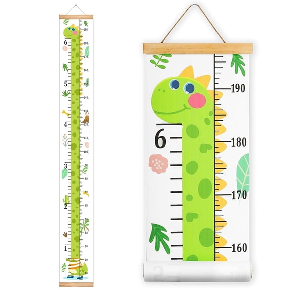 GJX Baby Growth Height Chart Handing Ruler Wall Decor for Kids,Canvas Removable Height Growth Chart 79" X 7.9" (Dinosaur)