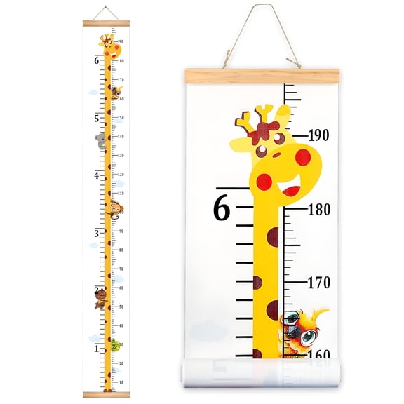 GJX Baby Growth Height Chart Handing Ruler Wall Decor for Kids,Canvas Removable Height Growth Chart 79" X 7.9" (Giraffe)