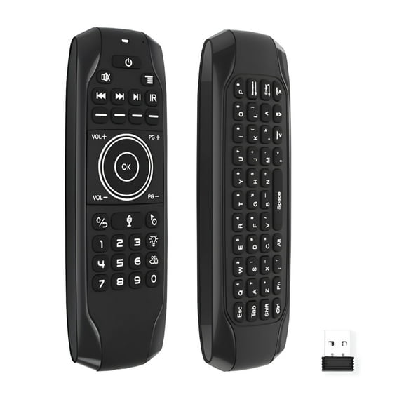 GJX Backlit 2.4G Wireless Keyboard with Voice Control, 6-Axis Motion Sensing Air Mouse Remote for Smart TV