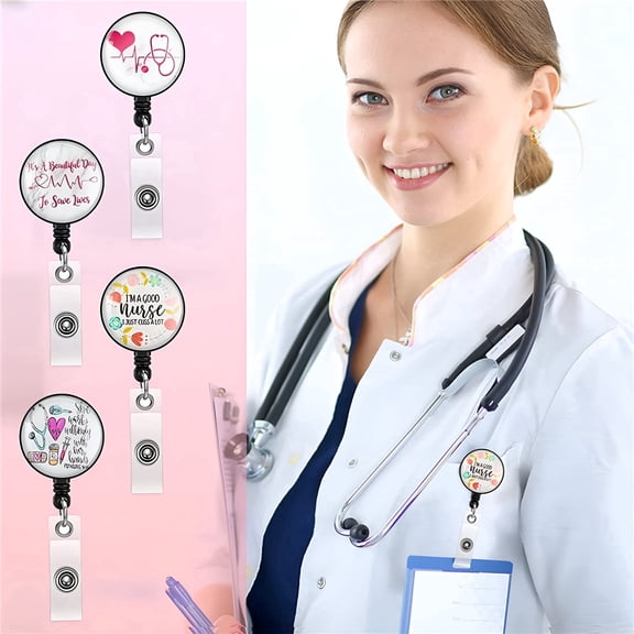 GJX Badge Holder Nurse ID Name Card Holder with Back Clip Retractable Badge Reel for Office School Hospital