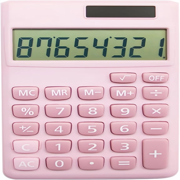 GJX Basic Standard Calculators Small Digital Desktop Calculator with 8-Digit LCD DisplayBattery Solar Power Smart Calculator Children's School Adult Office Family Standard Functions (8 Bit Pink)