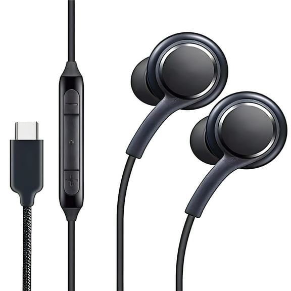 GJX Bass Headphones,USB C Wired Earbuds with Microphone,Heavy Bass In-Ear Earphones,Compatible with All USB C Devices