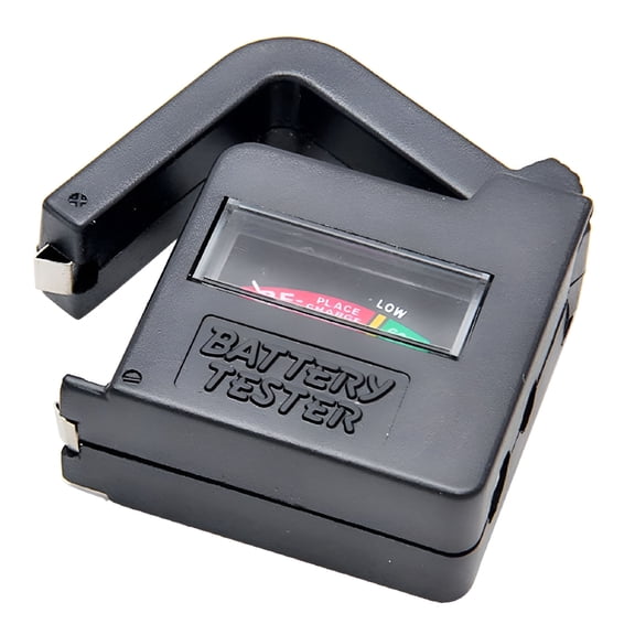 GJX Universal Battery Tester for AA AAA C D 9V Button Cell, Portable Power Checker with Color-Coded Scale, No Battery Required, Compact Volt Meter Tool for Household Electronics