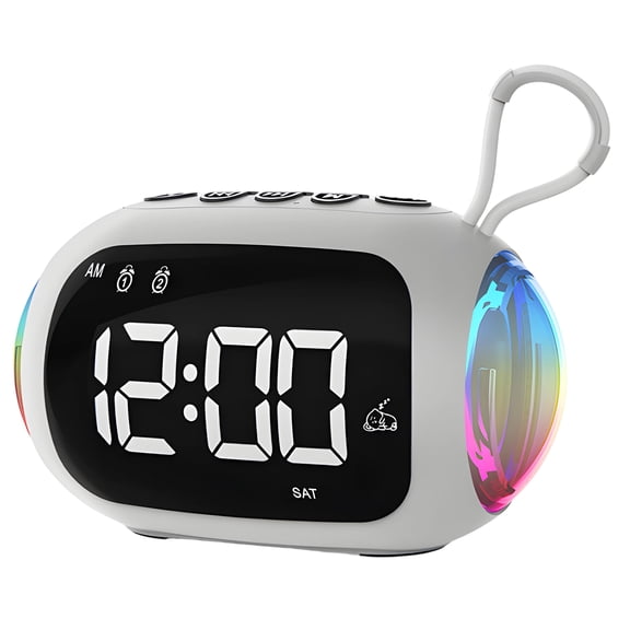 GJX Bedside Clock,Clock Radios for Bedroom with Bluetooth-Compatible Speaker,Multifunctional Portable Digital Alarm Clock,Dual Alarm,Snooze Function,FM Radio