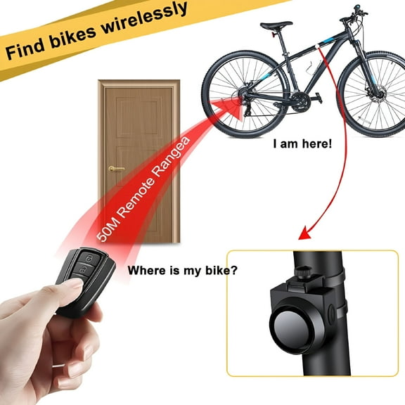 GJX Bicycle Alarm Lock with Remote 115db Loud Sound Anti-theft Electric Scooter Wireless Alarm Step Away Waterproof E-bike Security Sensor Lock