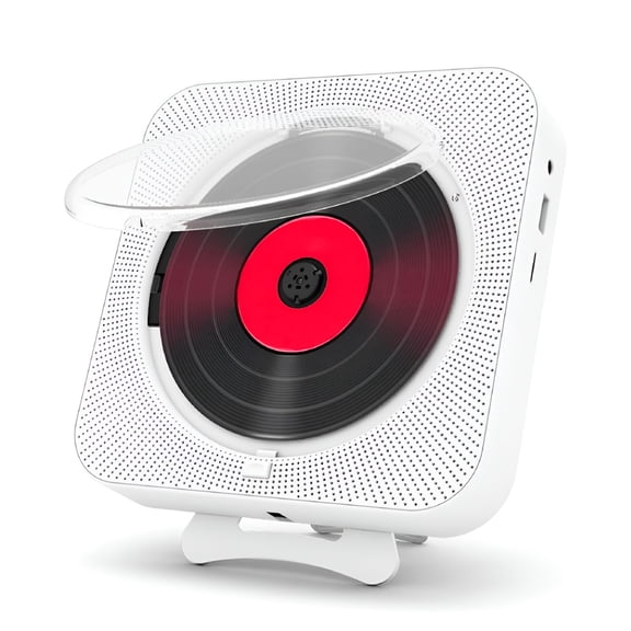 GJX Bidirectional Bluetooth Wall Mountable Cd Player Built-In Speakers,Portable Music Player with Dust Cover Remote Control,Support Fm Radio Usb Flash Micro Sd Aux Play