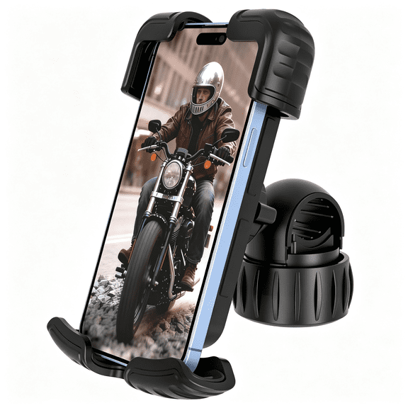GJX Bike Phone Holder,Motorcycle Phone Mount,1S Lock,Silicone Protective,Anti-Shock,For Iphone Pixel,5.1-6.8"Cellphone Phone Holder for Bike