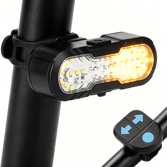 GJX Bike Tail Light with Wireless Remote Turn Signals,Usb Rechargeable Bicycle Rear Light,Waterproof Led Cycling Safety Warning Light for Mountain Road Bikes