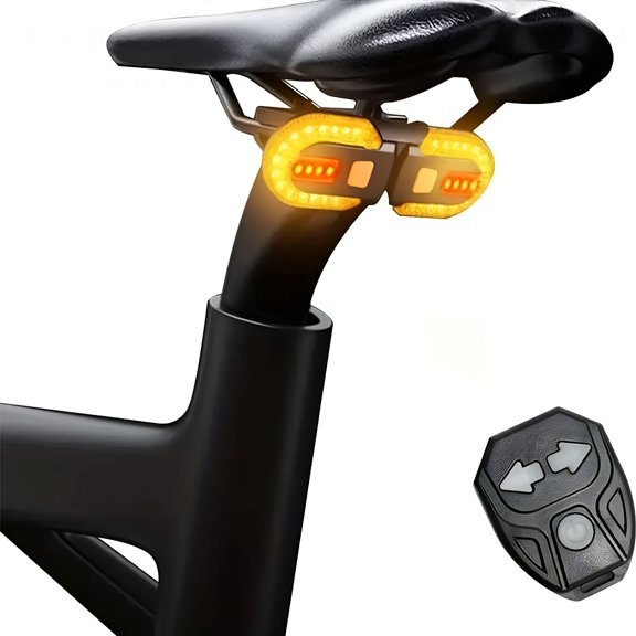 GJX Bike Turn Signals, Bike Tail Light with Turn Signals Wireless Remote Control, USB Rechargeable LED Mountain Bike Flashlight, Waterproof Bright Safety Warning Cycling Taillight for Night