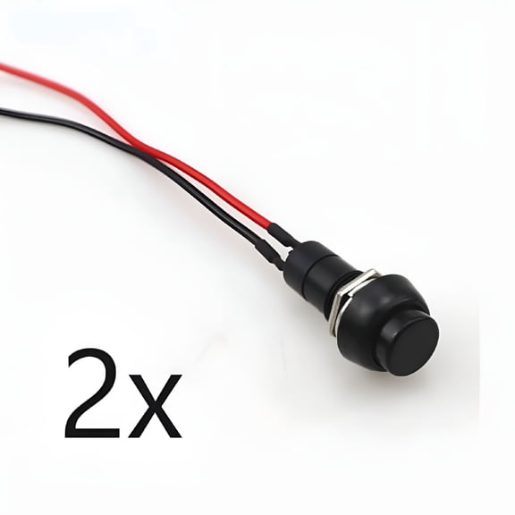 GJX Black Round Circle Momentary Reset Push Button Switch Pre-Wired Car AC/DC 12V