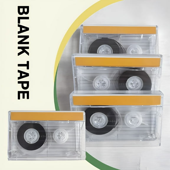 GJX Blank Cassette Tape 45 Minutes, Fully Transparent Clear Shell, Analog Audio Recording Tape With Protective Outer Case For Walkman, Retro Players, And Mixtape Projects