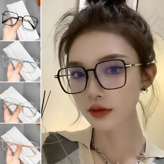 GJX Blue Light Blocking Glasses Unisex Large Frame Clear View Strong Hinge Color Changing Transparent with Brim Eye Clear Glasses Spectacles Blue Light Glasses