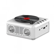 GJX Bluetooth CD Player with Built-in Speaker Playback Retro Design, Portable FM Radio Built-in Speaker White