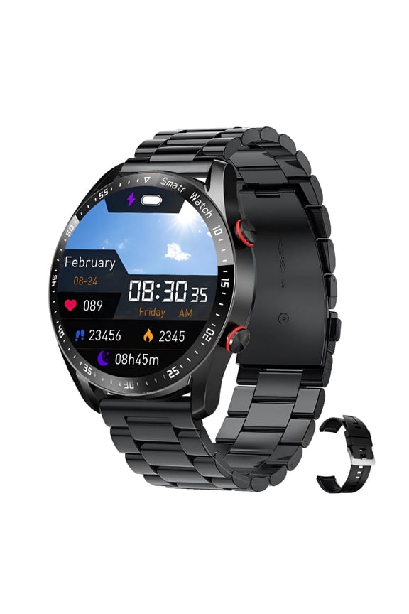 Bluetooth Calling Smartwatch with Stainless Steel Band | 1.45" Screen, NFC Payment, 24H Heart Rate Monitor, IP67 Waterproof, Music Storage