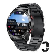 GJX Bluetooth Calling Smartwatch with Stainless Steel Band | 1.45 Screen, NFC Payment, 24H Heart Rate Monitor, IP67 Waterproof, Music Storage