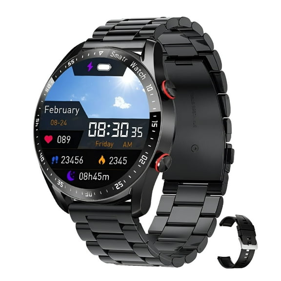 GJX Bluetooth Calling Smartwatch with Stainless Steel Band | 1.45" Screen, NFC Payment, 24H Heart Rate Monitor, IP67 Waterproof, Music Storage