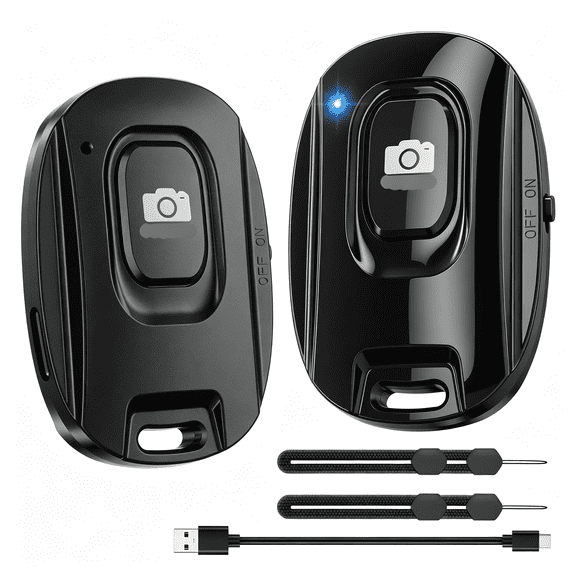 GJX Bluetooth Camera Remote Shutter for Iphone and Android Smartphones, Rechargeable Wireless Phone Remote Control,Selfie Button for Photos and Videos, Charging Cable Included (2 Pack)