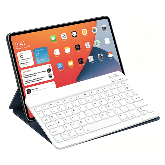 GJX Bluetooth Keyboard for Pro 13/12/11/10/9/8/7 inch, Air 13/11th Gen, Mini, IOS Windows Android Tablets - Slim Wireless Portable Travel Office Computer Accessories
