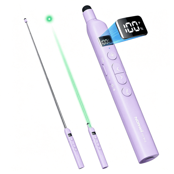 GJX Bluetooth Presentation Clicker for Powerpoint with Retractable Pointer|Laser PointerTelescopic Touch PenCountdown Timer,Vibration Alert Customizable Button