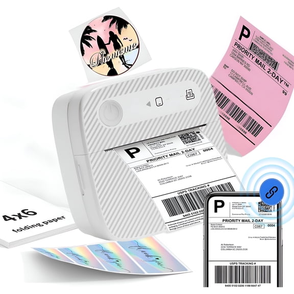 GJX Bluetooth Shipping Label Printer, 4x6 Thermal Label Printer for Shipping Packages, Wireless Barcode Address Maker for Small Business, E-Commerce, and Logistics