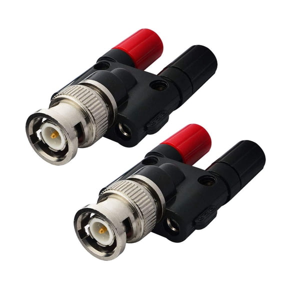 GJX Bnc Male Plug to Dual 4Mm Female Banana Jack Socket Connector,5 Pack Bnc Banana Adapter,Rf Coax Banana Plugs Splitter Connector for Hf Radio Antennas Oscilloscope Dvm