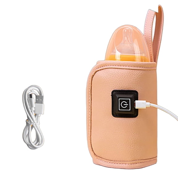 GJX Bottle Warmer, Compact Portable Milk Warmer for Baby, Adjustable Water Warmer for Baby Formula,Baby-Sensitive Bottle Warmer on the Go,Pink,PU