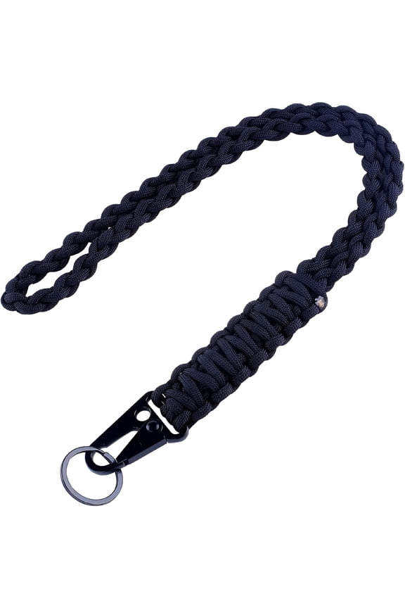 Braided Paracord Neck Lanyard Keychain for Men Women Outdoor Survival, Parachute Rope Necklace Keychains with Clip Key Ring for ID Card Badge Holder, Camera, Wallet