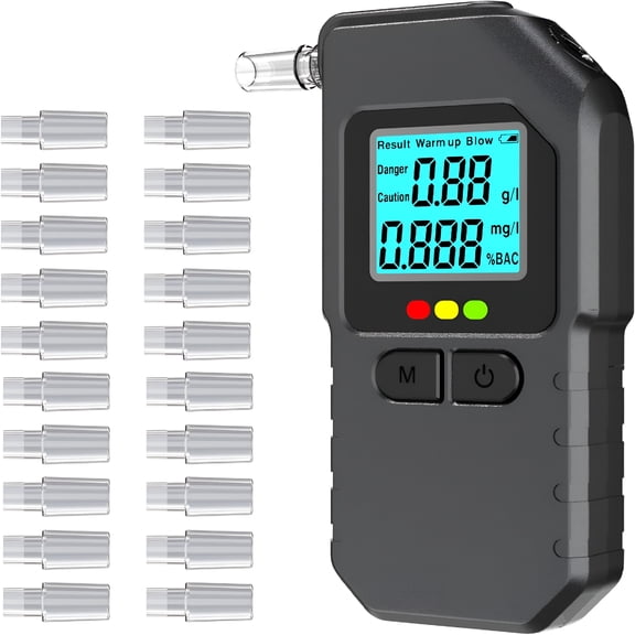 GJX Breathalyzer,Portable Bac Tester with Digital Lcd Display,Personal Breath Alcohol Device with 20 Mouthpieces,Compact Handheld Monitor for Home,Travel,Parties,Car,Easy Use
